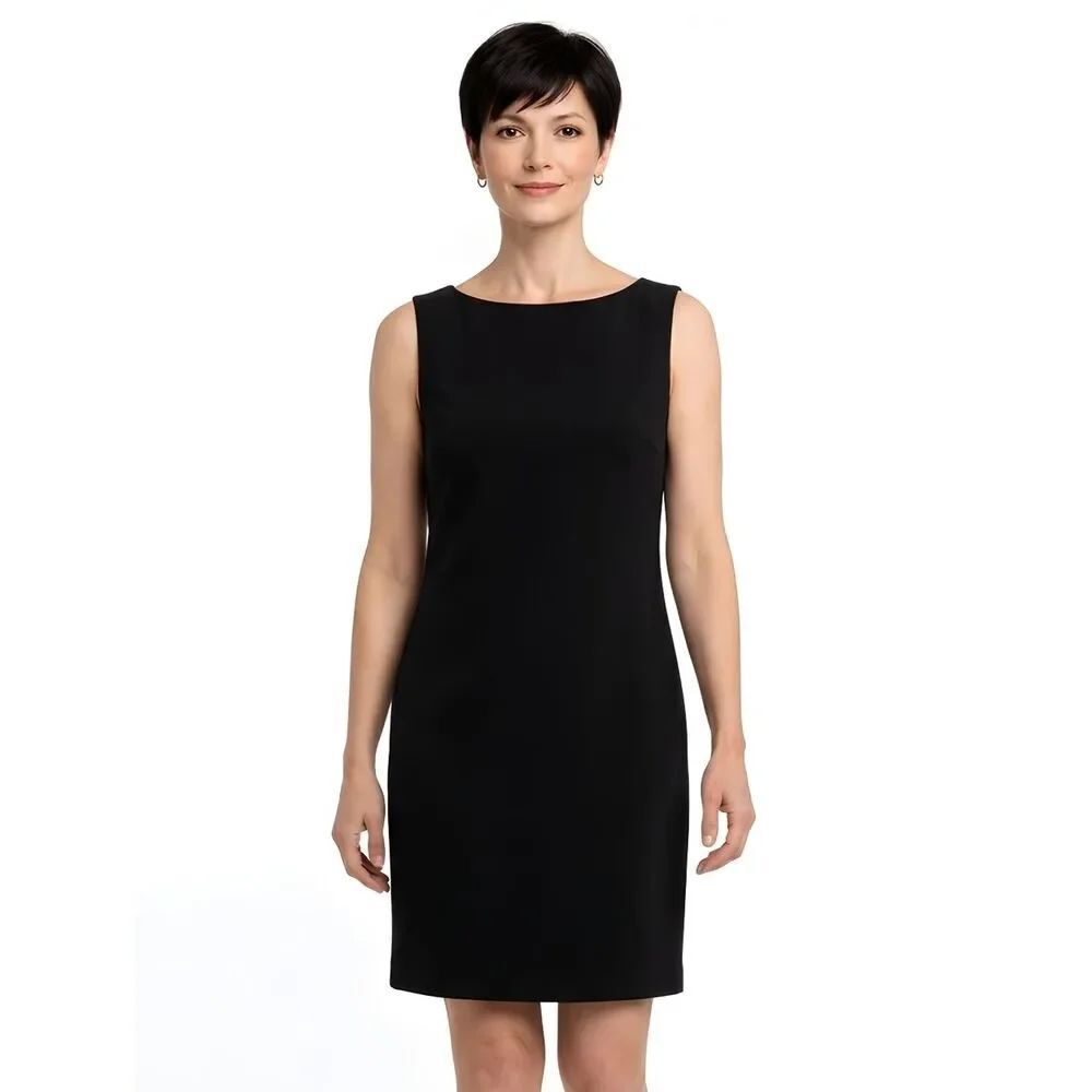 Alyx Black Bateau Neck Sleeveless Above The Knee Sheath Dress Size 14